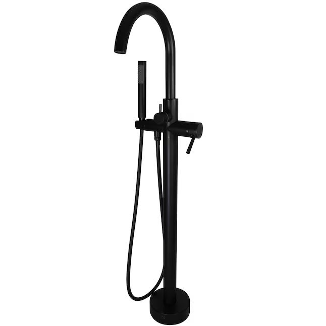 WESTBRASS Free Standing Tub Filler Matte Black 1-handle Freestanding High-arc Bathtub Faucet with... | Lowe's