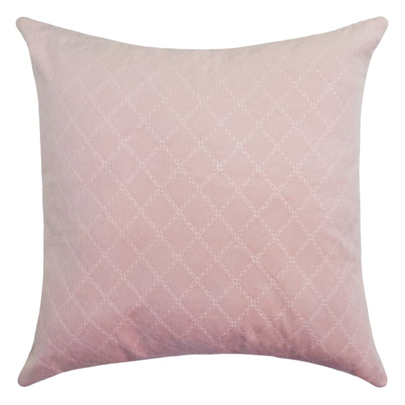 Blush Pink Diamond Design Embossed Velvet Throw Pillow, 18" | At Home