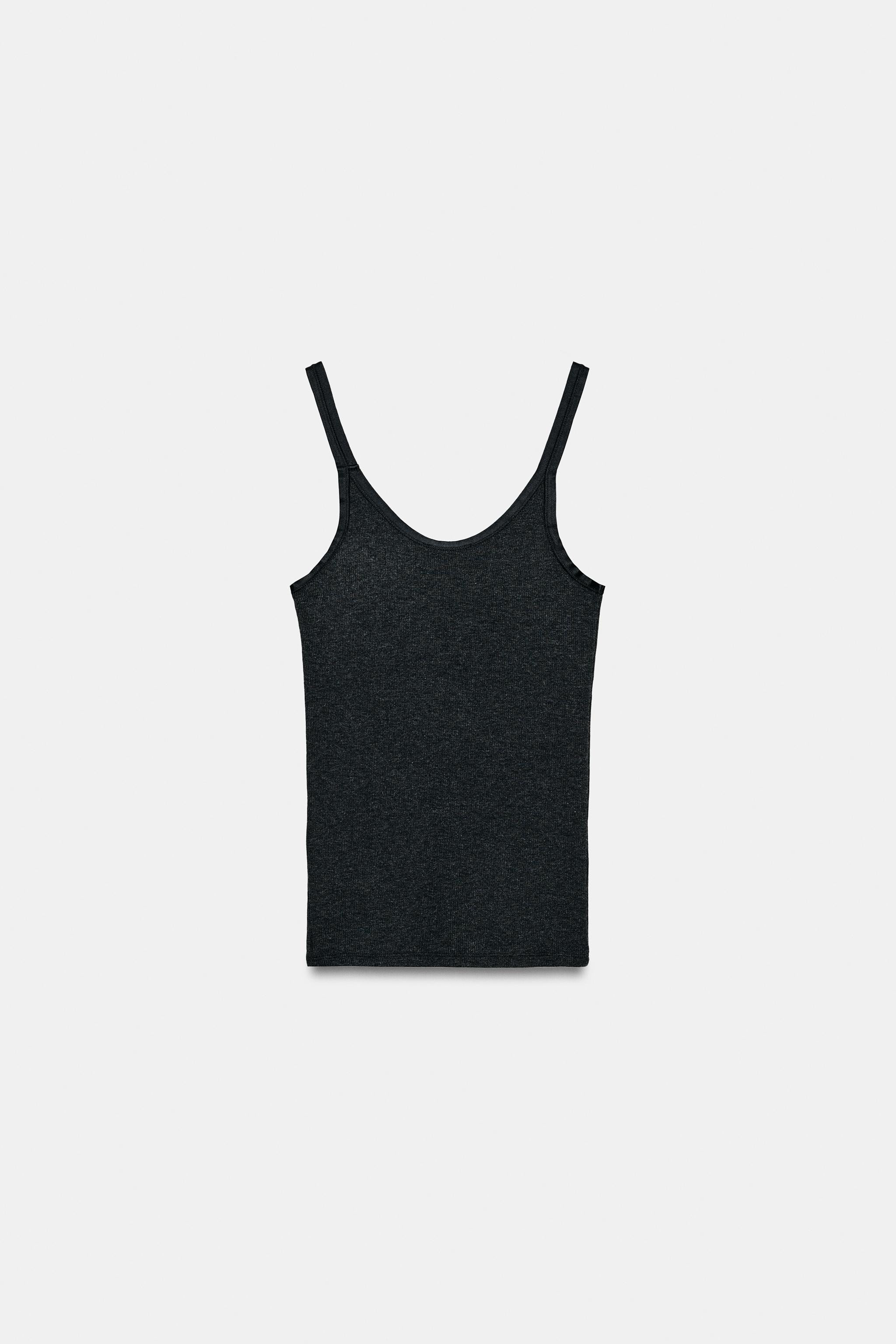 SLIM FIT - ROUND NECK - REGULAR LENGTH - THIN STRAPSRound neck tank top with thin straps. Ribbed ... | Zara US