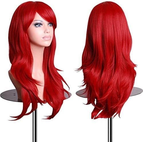 EmaxDesign Wigs 28 inch Wavy Curly Cosplay Wig With Wig Cap and Comb (Red) | Amazon (US)