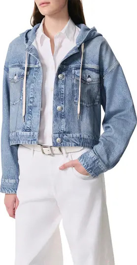 rb Miramar Hooded Trompe l'Oeil Faux Denim Terry Trucker Jacket | Nordstrom