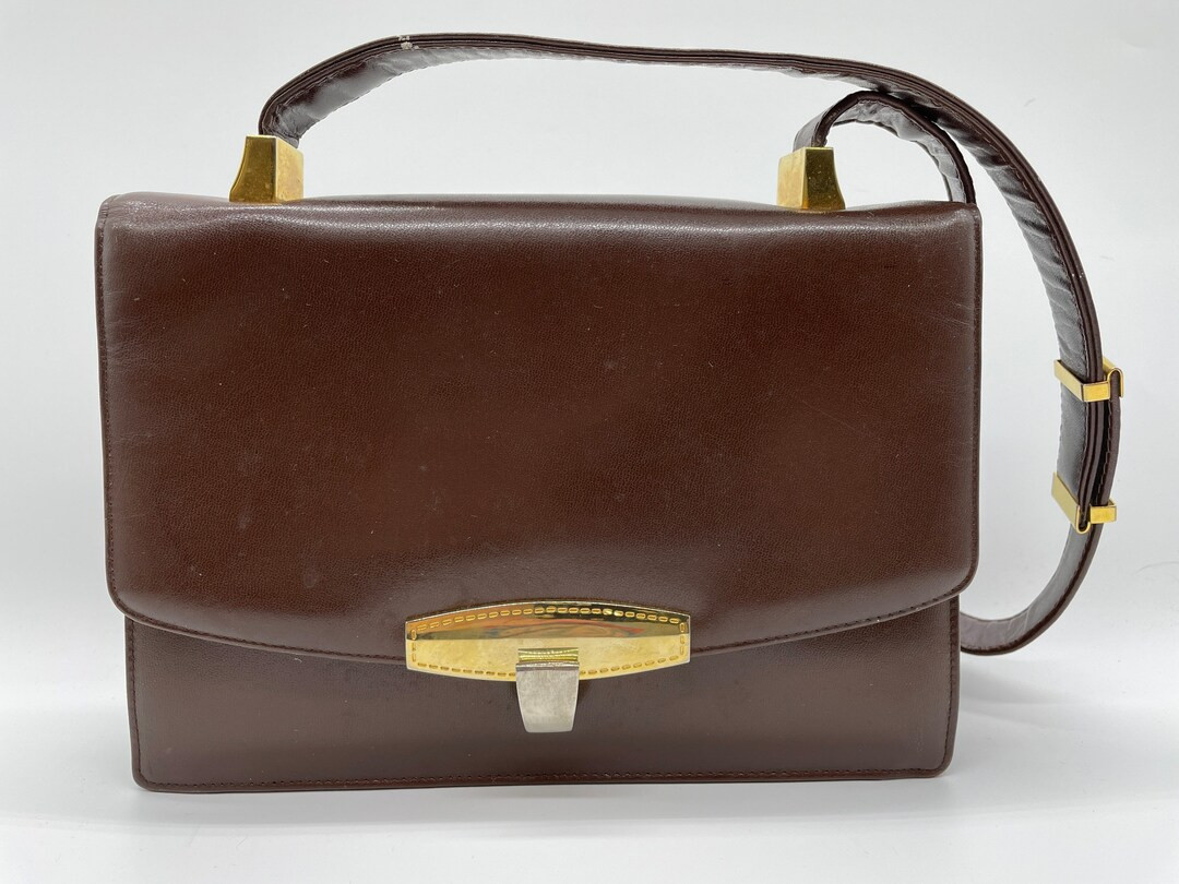 Brown Vintage Leather Koret Bag with Coin Purse | Etsy (US)