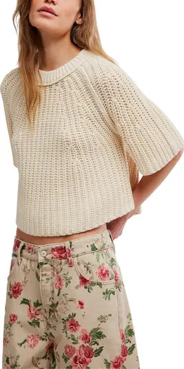Free People Amy Short Sleeve Cotton Sweater | Nordstrom | Nordstrom