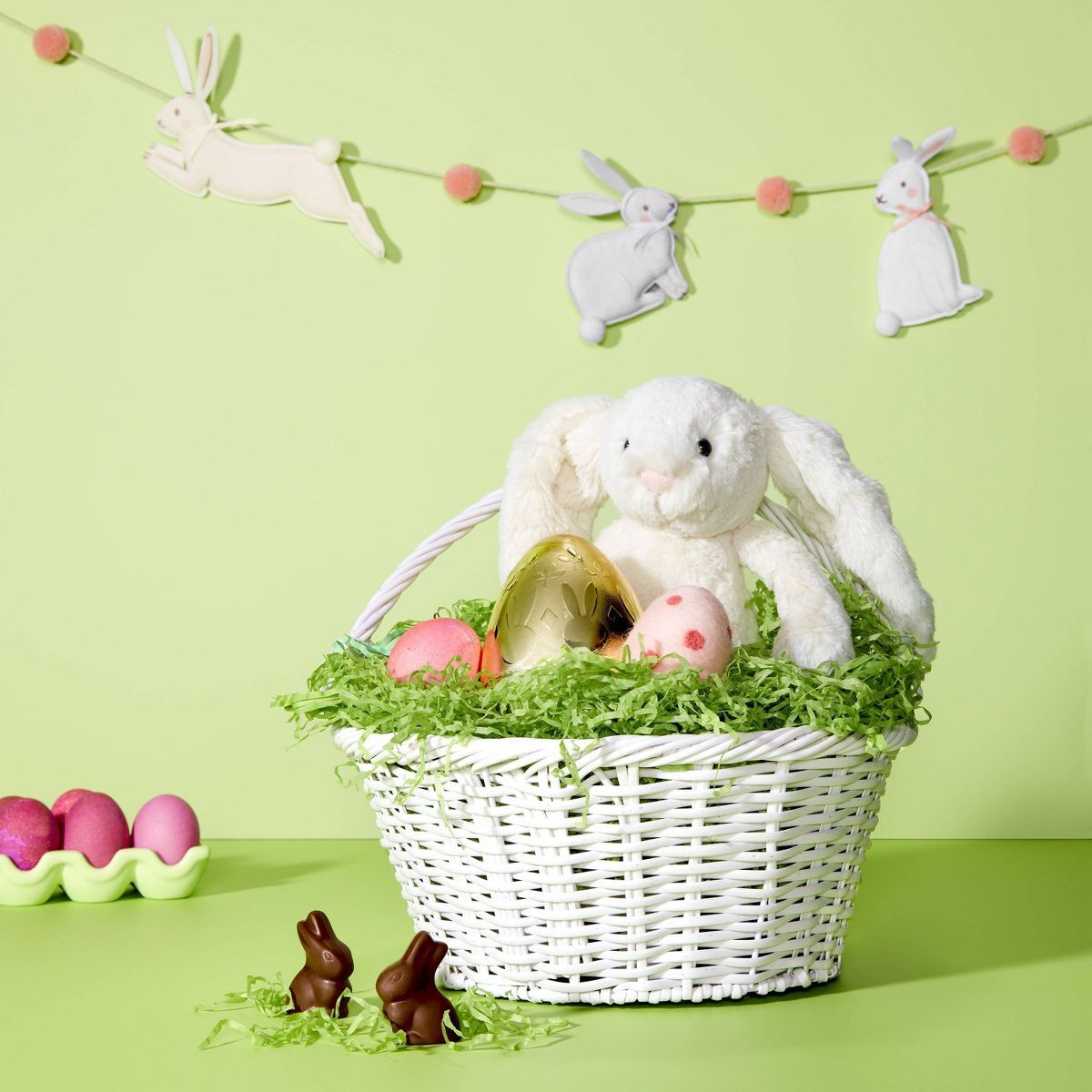 12" Willow Plastic Wicker Easter Basket White - Spritz™ | Target