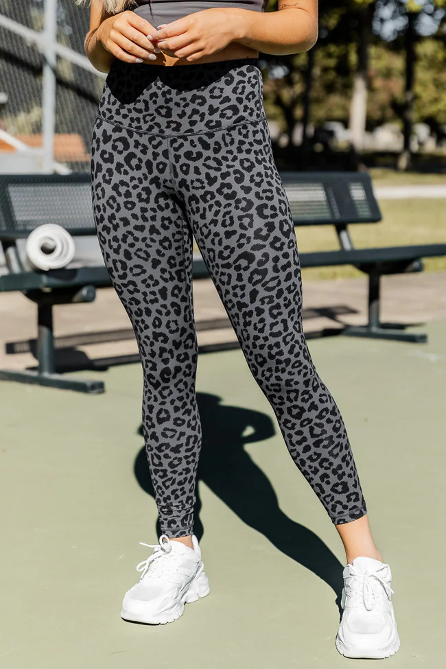 Mindset Is Everything Charcoal Animal Print Leggings FINAL SALE | Pink Lily