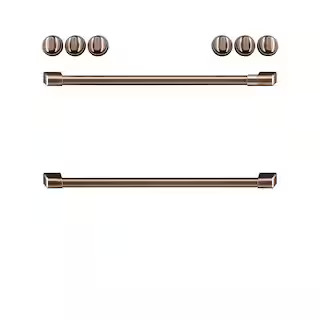 Cafe Front Control Induction Range Handle and Knob Kit in Brushed Copper | The Home Depot