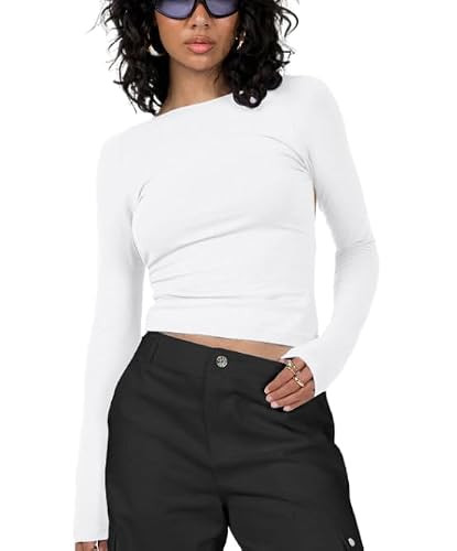 Open Back Top for Woman Sexy Backless T-Shirts Short Sleeve Cute Going Out Tops Slim Fit Crewneck Summer Casual Y2K Tops | Amazon (US)