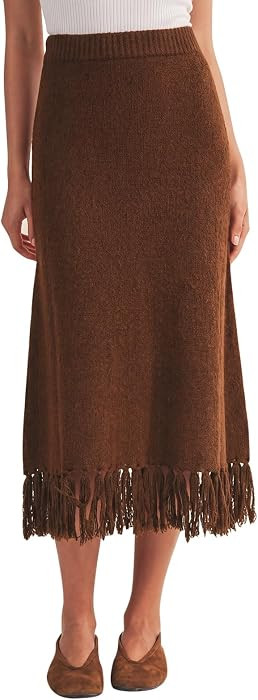 Tankaneo Womens High Waisted Fringe Hem Skirt Casual Midi Skirt | Amazon (US)