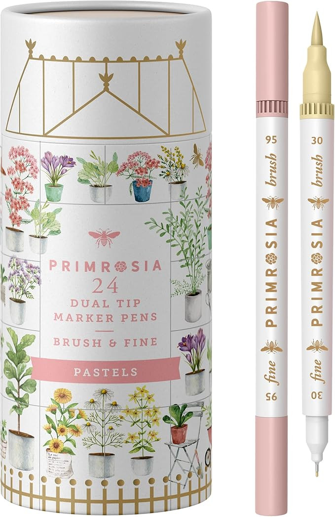 Primrosia 24 Pastel Dual Tip Markers, Fine Tip and Brush Pens. Perfect for art, illustration, dra... | Amazon (US)