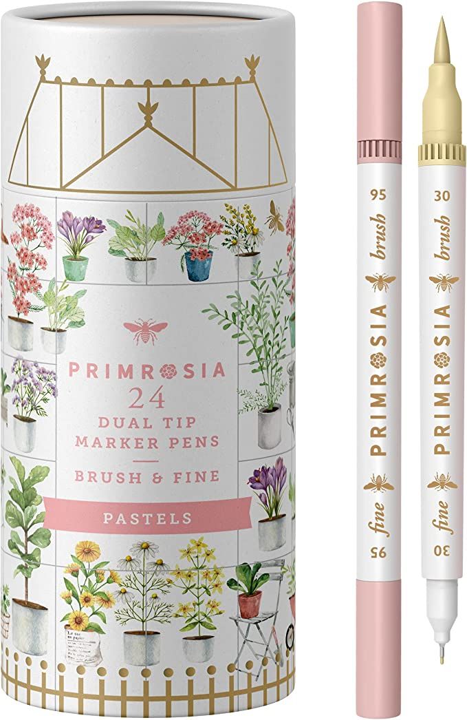 Primrosia 24 Pastel Dual Tip Markers, Fine Tip and Brush. Perfect for art, illustration, drawing,... | Amazon (US)