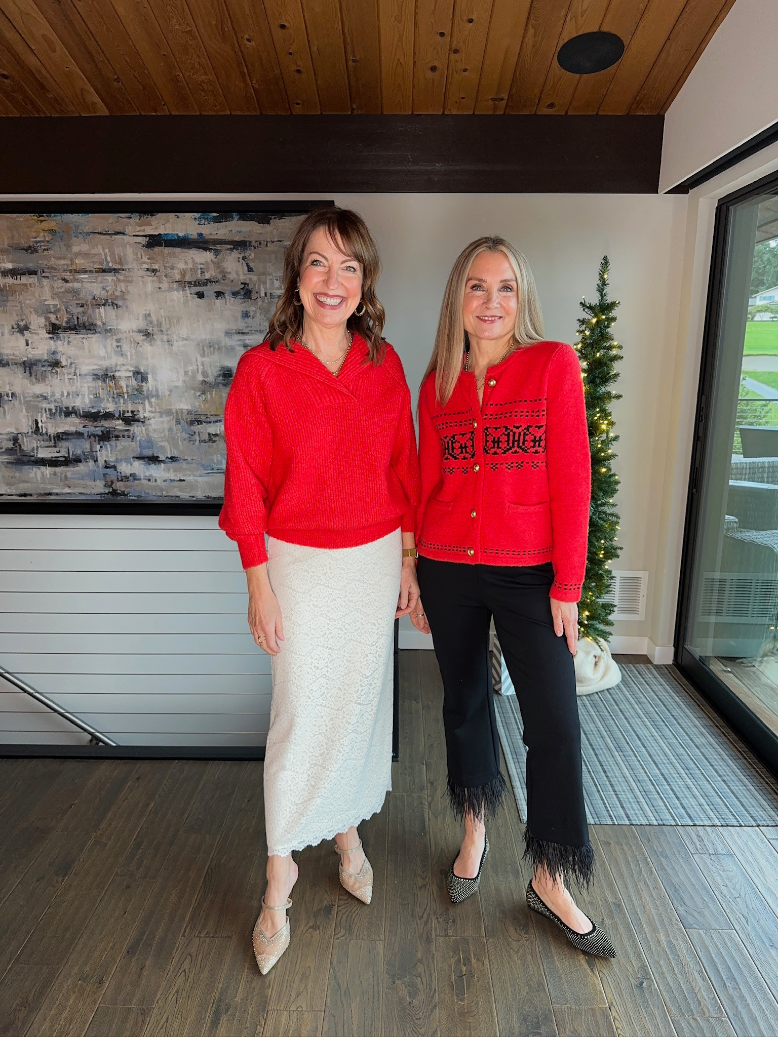 Cute festive sweaters for $28?! Yes please!! ❤️ Here's how we style our red sweaters in the winter!  

 #LTKHoliday #LTKSeasonal #LTKOver40