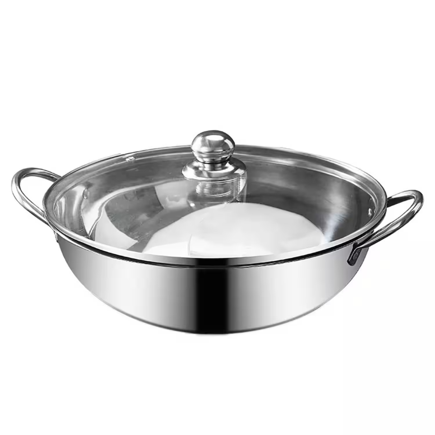 Home Collection - Stainless Steel Dual-Sided Shabu Hot Pot with Lid, 12 Inch - Silver | Best Buy U.S.