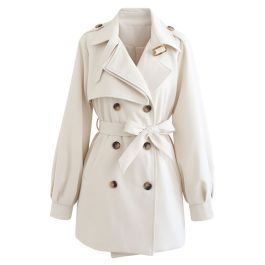 Original Double-Breasted Belted Coat in Ivory | Chicwish