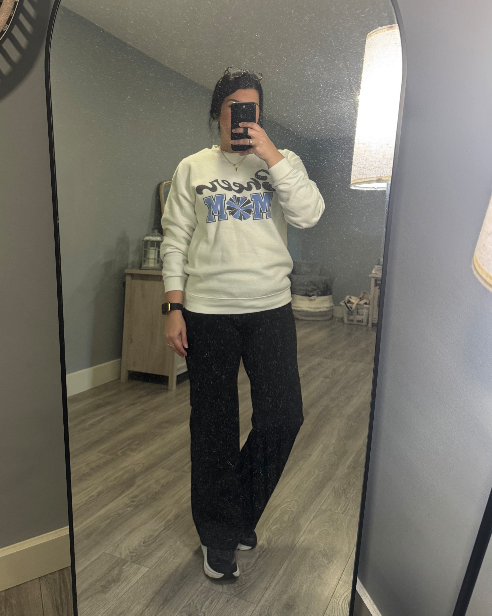 We’ve had a bit of cooler weather the last couple day, so I pulled out a sweatshirt for today. I love being a #cheermom, and this top is super cozy! 
I had some errands to run, went into the office to work a few hours and then settled in for a relaxing evening in the casual outfit  

#LTKActive #LTKootd #LTKOver40