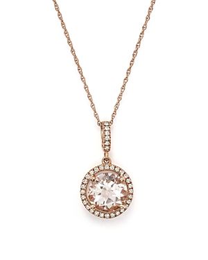 Morganite and Diamond Pendant Necklace in 14K Rose Gold, 18 - 100% Exclusive | Bloomingdale's (US)