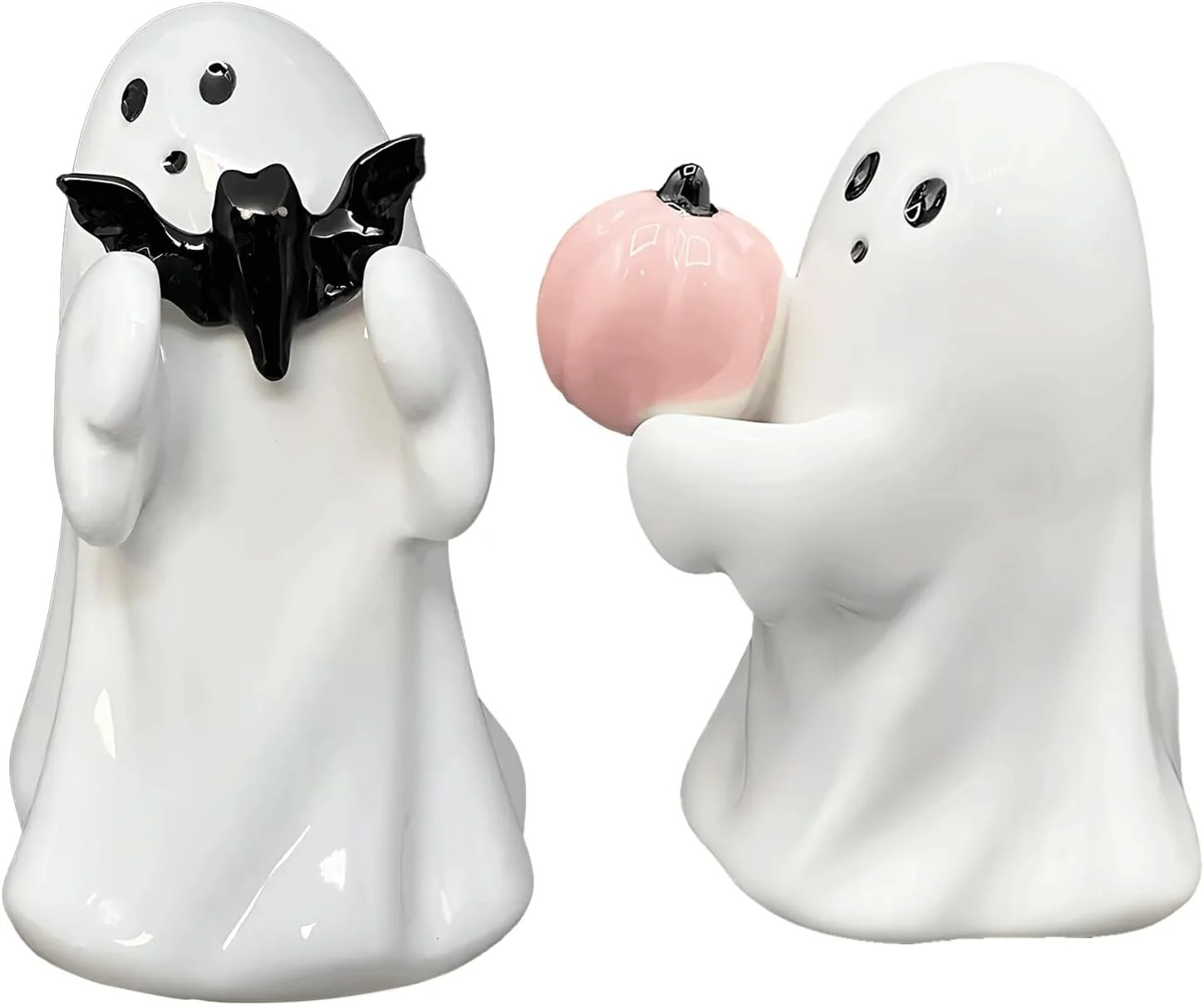 Halloween Ghost with Bat Ceramic Figurine, Ceramic Ghost Halloween Decorative Figurine Ghost Deco... | Walmart (US)