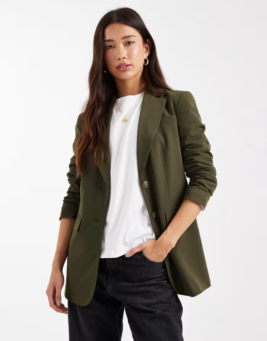 Miss Selfridge oversized blazer in olive-Green | ASOS (Global)