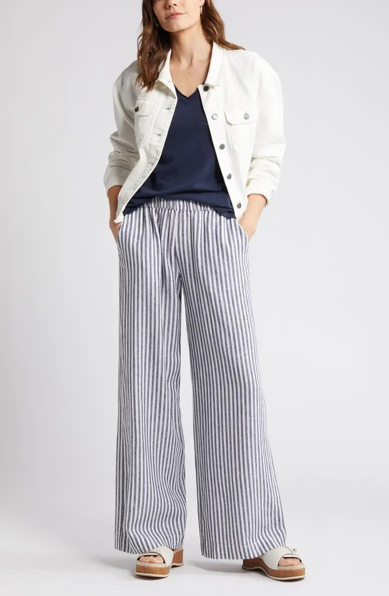 Stripe Wide Leg Linen Blend Pants | Nordstrom