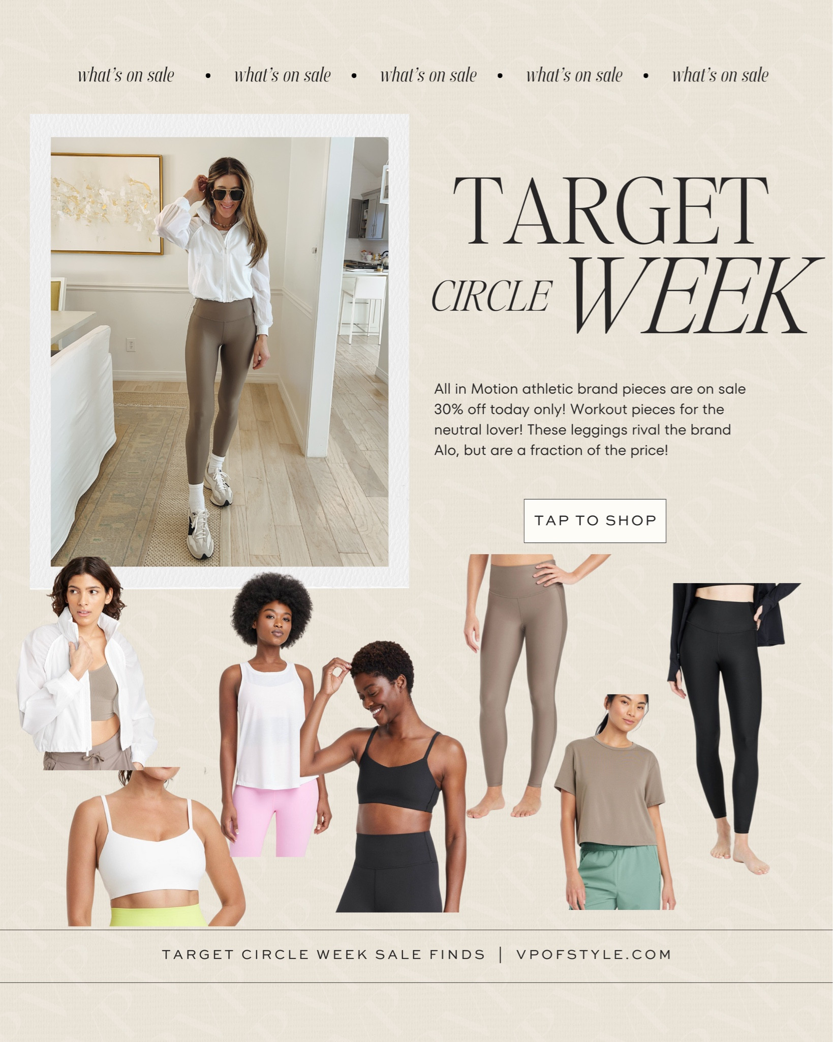 Target activewear on sale for target circle week! Love these alo dupe leggings find! So similar to the airlift leggings. Comes in 2 other color options! Neutral activewear finds. Wearing size xs in all 

#LTKsalealert #LTKActive #LTKfindsunder50
