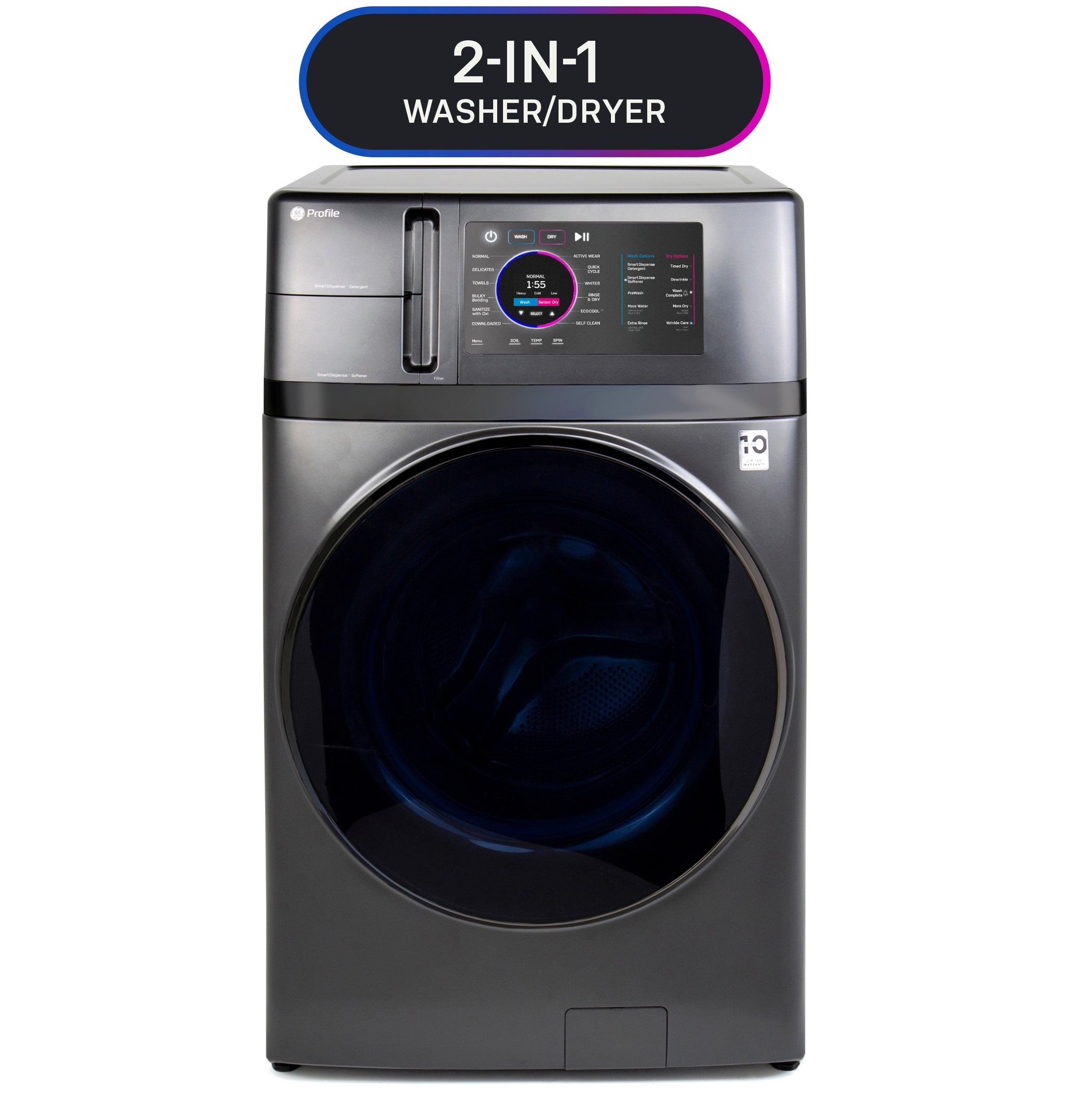 GE Profile Carbon Graphite Ventless All-In-One Washer Dryer Combo (ENERGY STAR Certified) | PFQ97HSPVDS | Lowe's