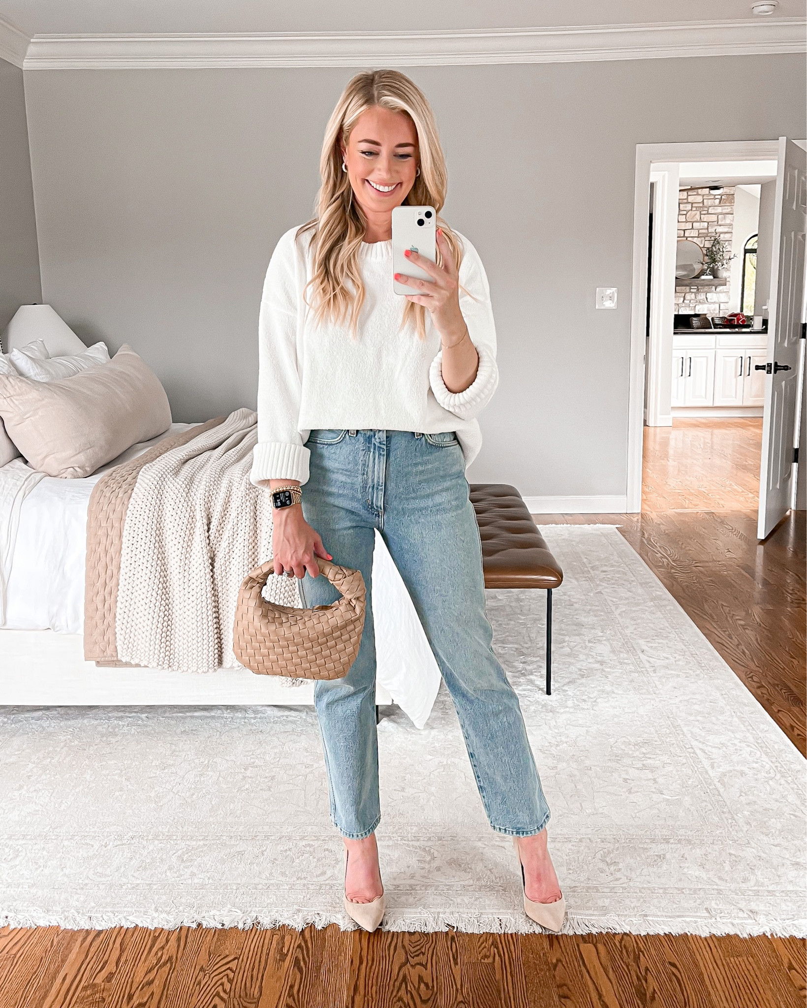 Wearing a small in sweater but would size up one for more length in sleeves // wearing a 26 in jeans 

Spring outfit, spring sweater, jeans, straight leg jeans 

#LTKunder50 #LTKFind #LTKSeasonal