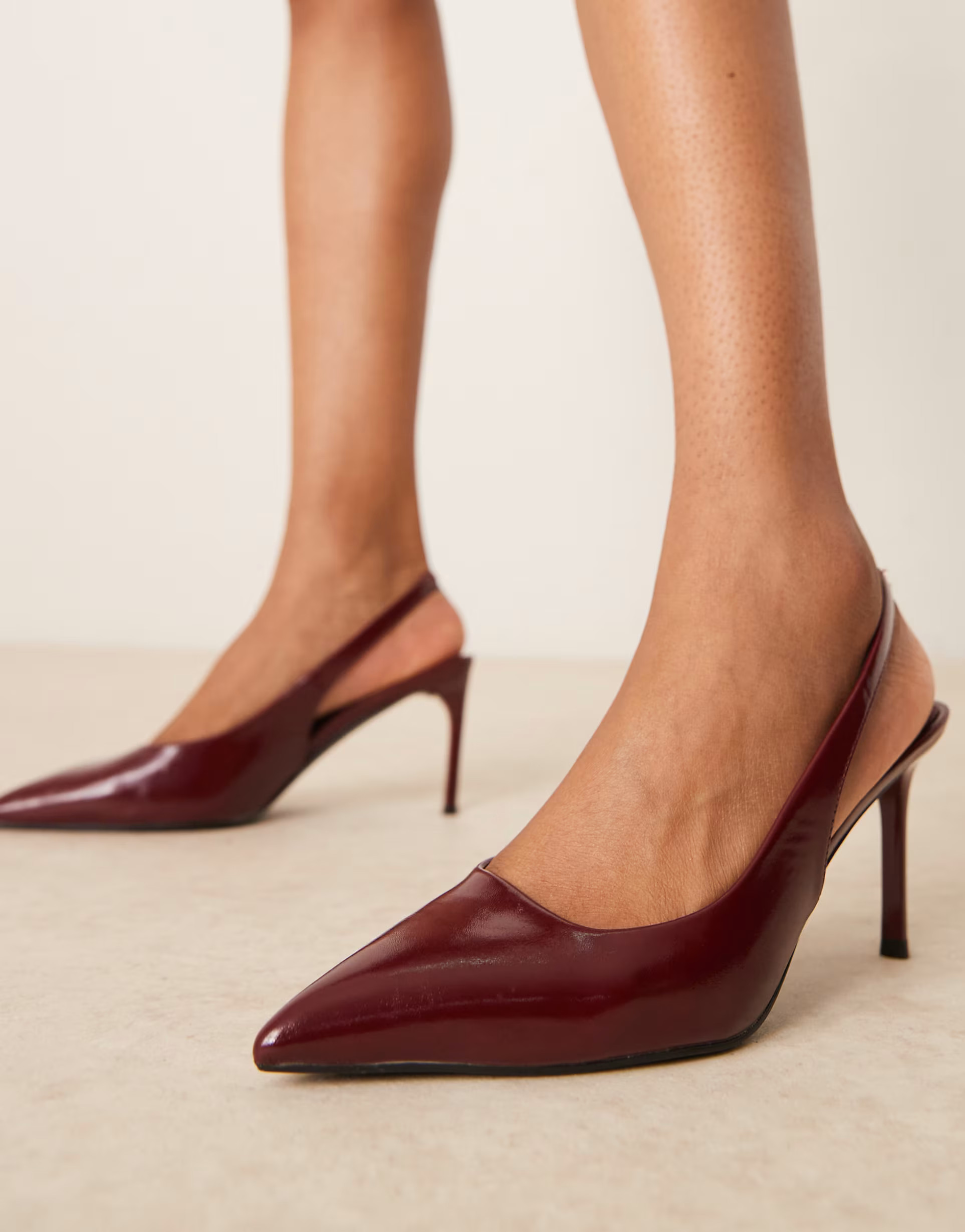 ASOS DESIGN Spicy slingback stiletto mid shoes in burgundy | ASOS | ASOS (Global)
