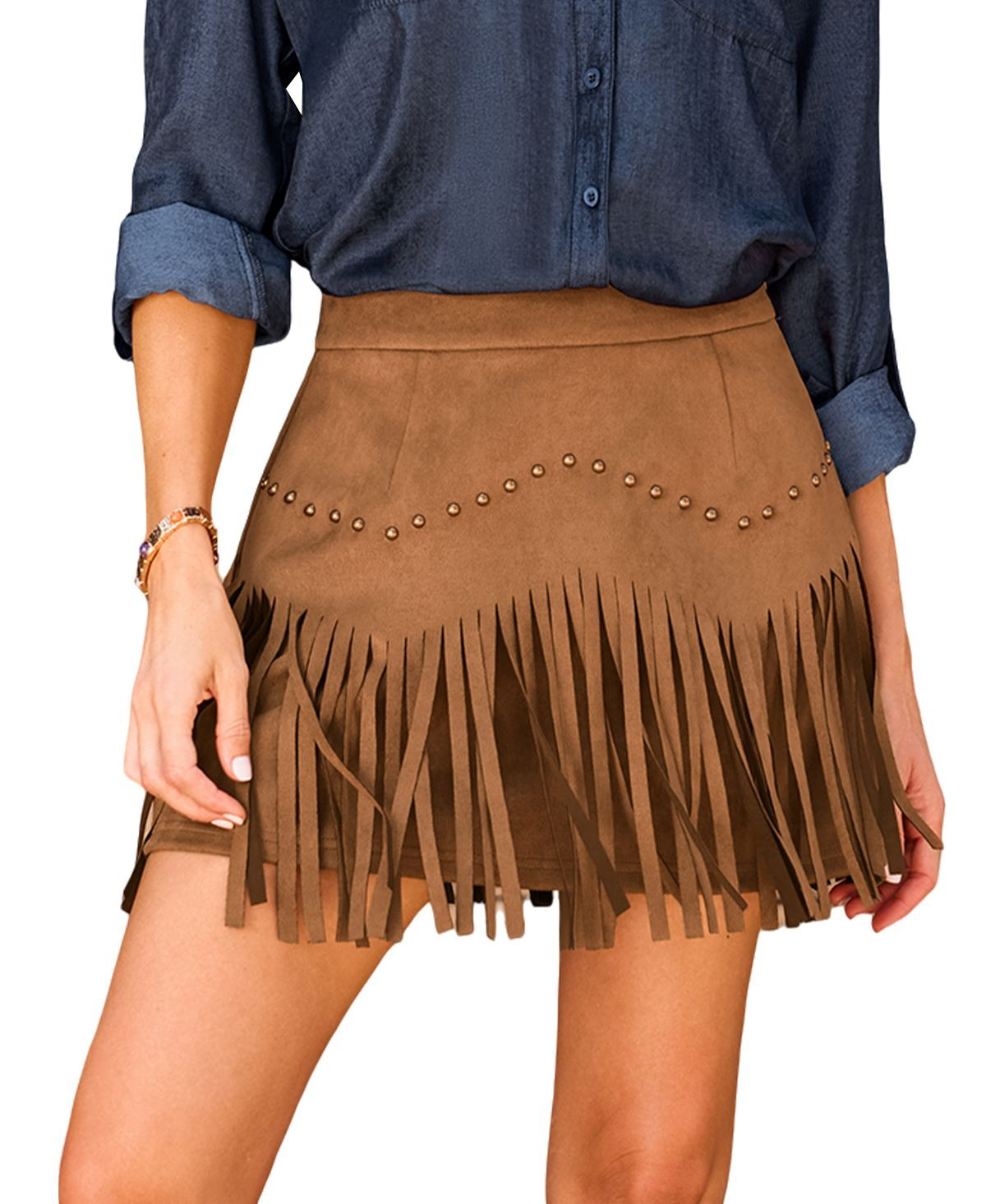 Cupshe Women's Western Whim Mini Skirt - Brown | Macy's