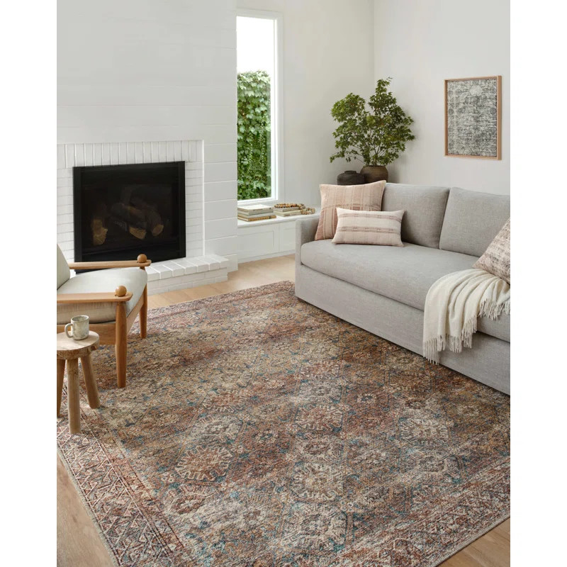 Billie Oriental Aqua/Rust Area Rug | Wayfair North America