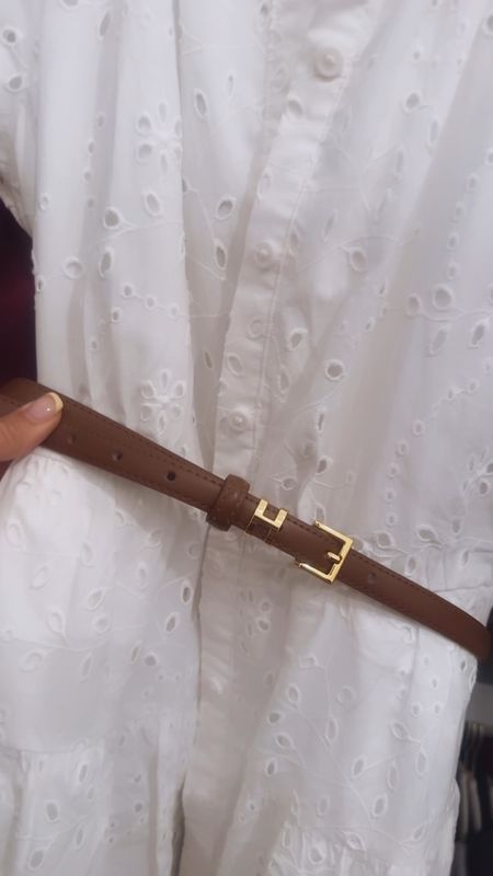 Designer look-a-like belt with an H from Amazon! Great price point under $40 and such great quality. Comes in faux leather brown, white and black with gold hardware detail. Wearing the smallest size and have lots of room  

#LTKfindsunder50 #LTKstyletip