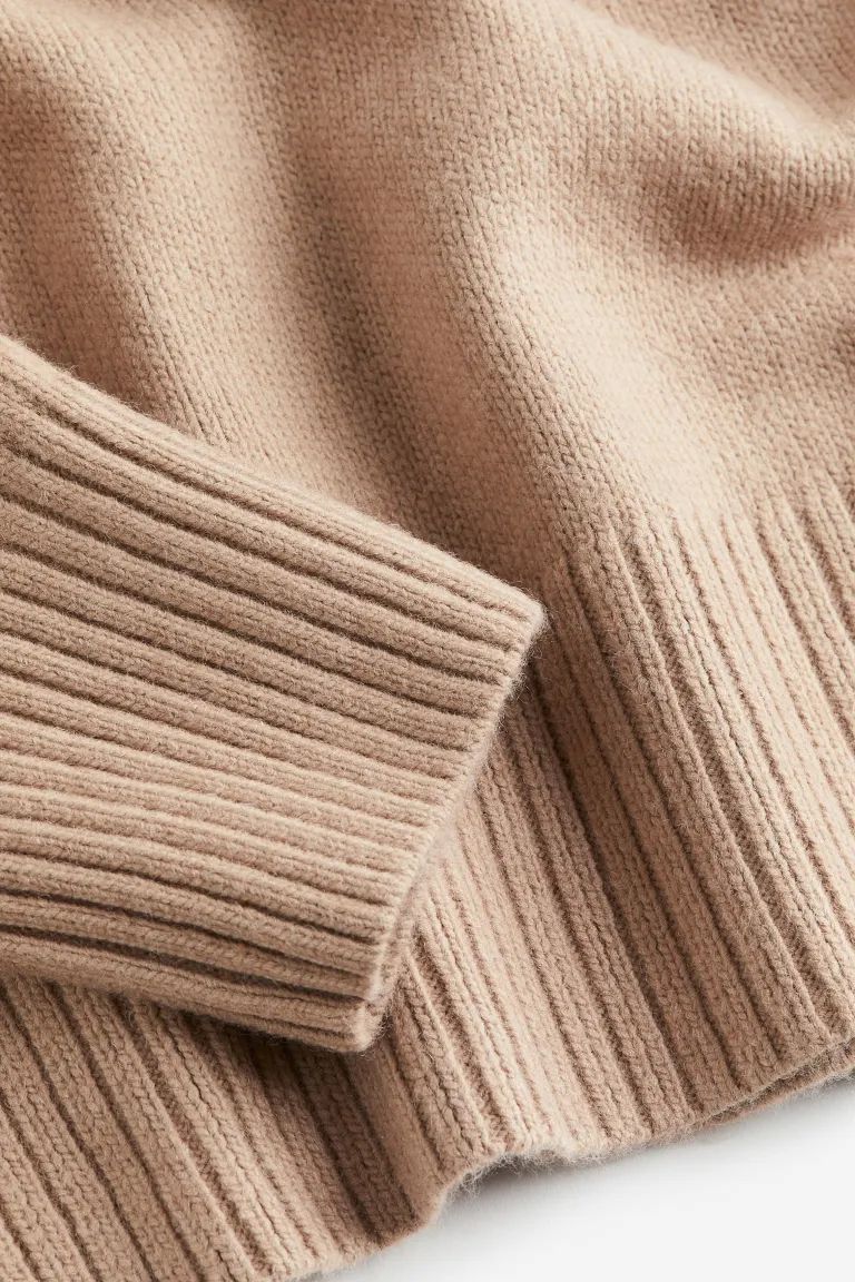 Oversized Turtleneck Sweater - Dark beige - Ladies | H&M US | H&M (US + CA)