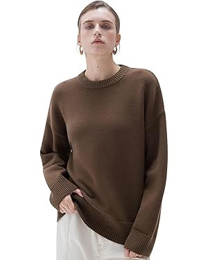 SUUKSESS Women Cashmere Oversized Long Sleeve Pullover Sweater Crew Neck Jumpers | Amazon (US)