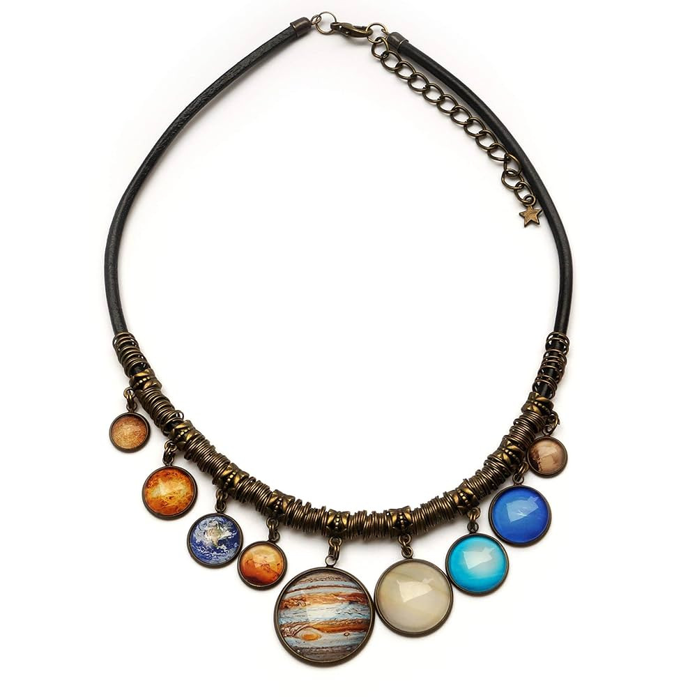 Solar System Bib Necklace All 9 Planets Space Gift for girlfriend Mothers day Universe Galaxy Jew... | Amazon (US)