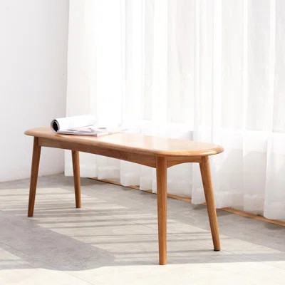 Natural Oak Wood Bench - Spacious Seating For 2-3 People, & Versatile Home Seat Half-Round Style, Solid, Offers | Wayfair North America