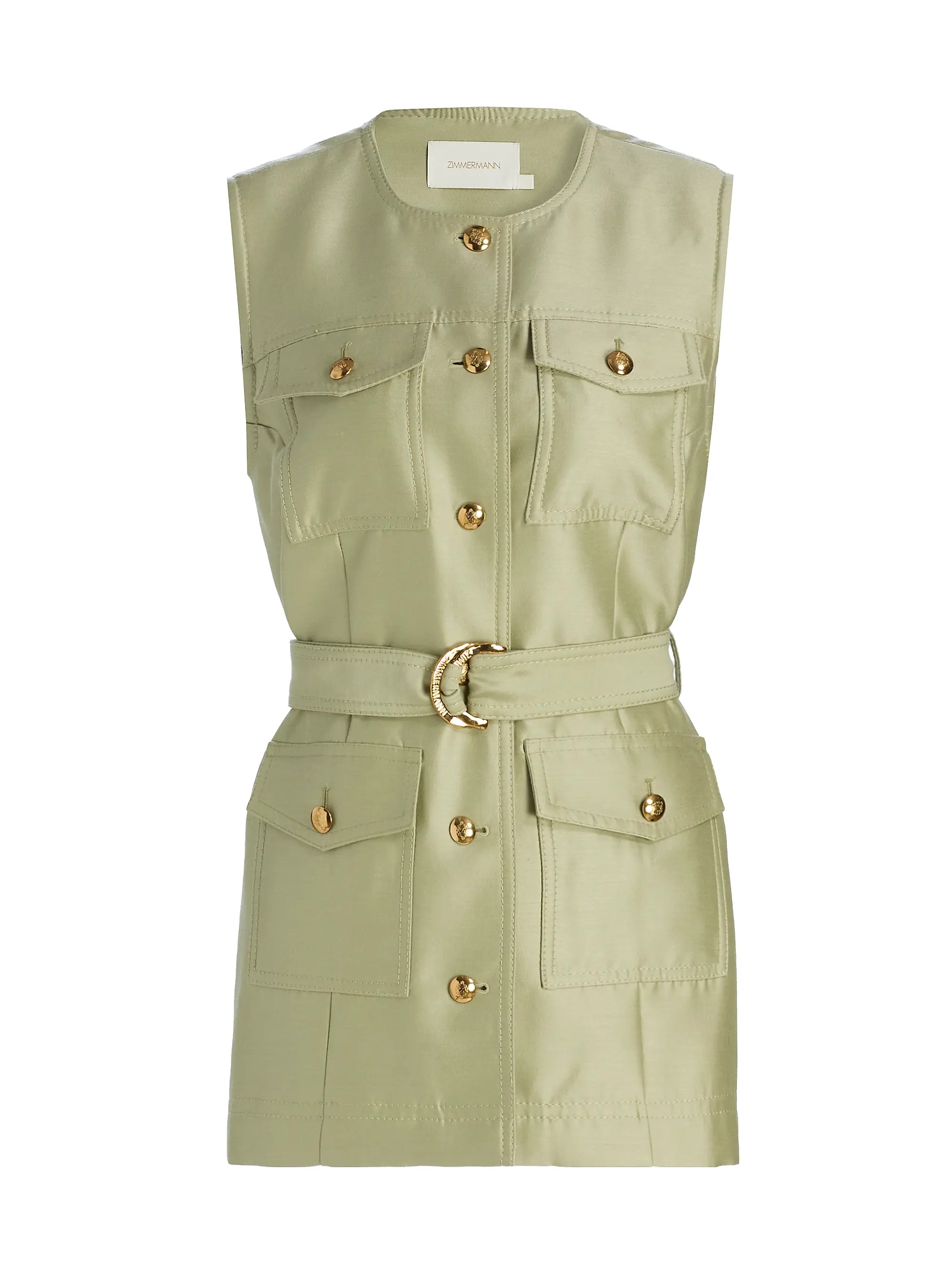 Luna Tie-Waist Wool-Silk Utility Vest | Saks Fifth Avenue