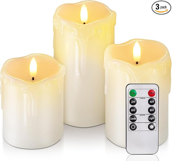 Homemory Dripping Wax Flameless Candles, Battery Operated Candles with Remote Control and Timers,... | Amazon (US)