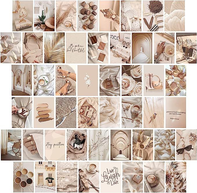 Woonkit Beige Wall Collage Kit Aesthetic Pictures, Room Decor Aesthetic, Room Decor for Teen Girl... | Amazon (US)