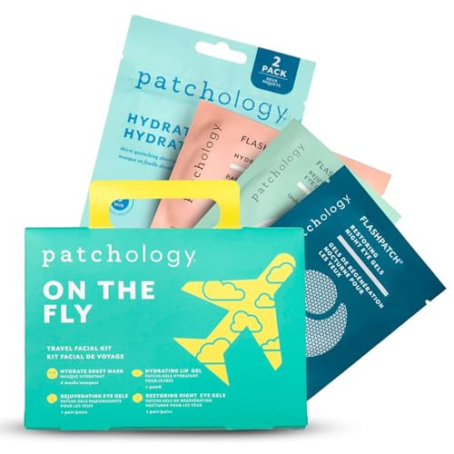 Patchology On The Fly Travel Facial Kit – Travel-Friendly Hydrating Skincare Essentials for Face, Eyes and Lips – Includes 2 Pair Under Eye Patches, 2 Hydrate Sheet Mask for Refreshed Skin,1 Lip Mask | Amazon (US)