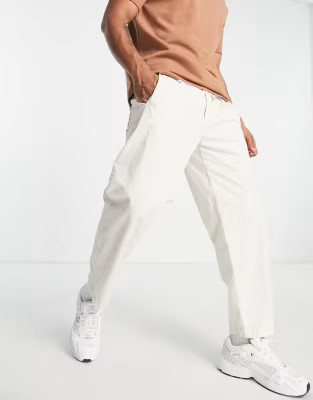 Pull&Bear pleated elasticated pants in beige | ASOS (Global)