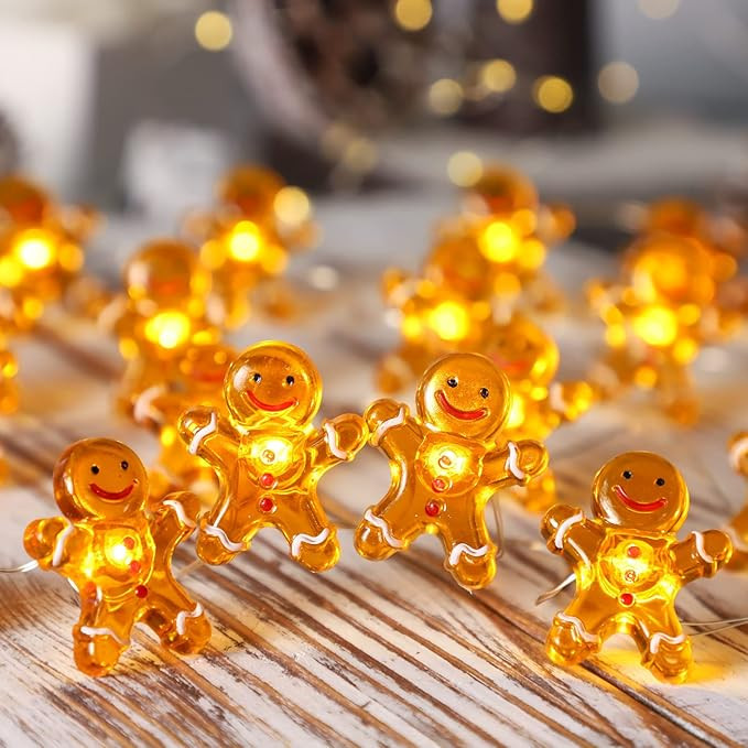 FLAVCHARM Christmas String Lights Battery/USB Operated, Gingerbread Fairy Lights with Remote, Chr... | Amazon (US)