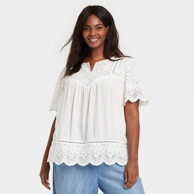 Women's Short Sleeve Eyelet Top - Knox Rose™ | Target