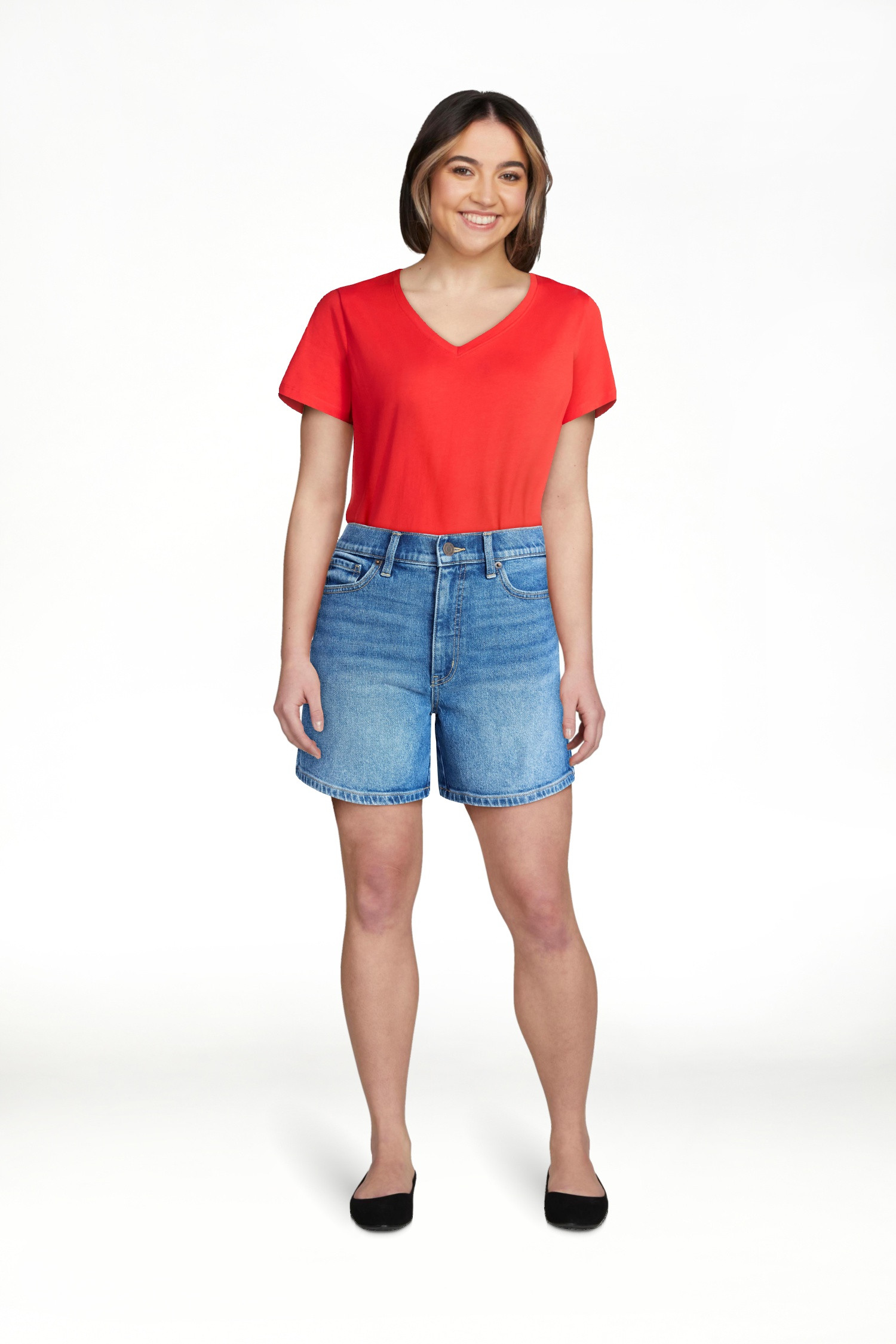 Time and Tru Women's High Rise Denim Shorts, 5" Inseam, Sizes 0-20 | Walmart (US)