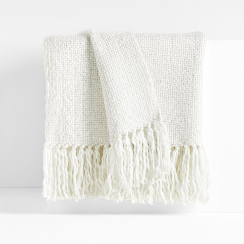 Styles 70"x55" Ivory Throw Blanket | Crate and Barrel | Crate & Barrel