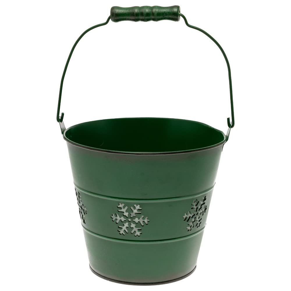 Boston International Metal Pail Christmas Winter Holiday Snowflake Bucket with Handle, 6.5 x 6-In... | Amazon (US)