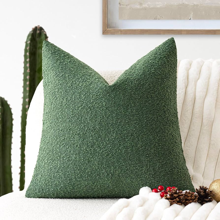 Foindtower Decorative Textured Boucle Throw Pillow Covers Accent Solid Pillow Cases Neutral Soft ... | Amazon (US)