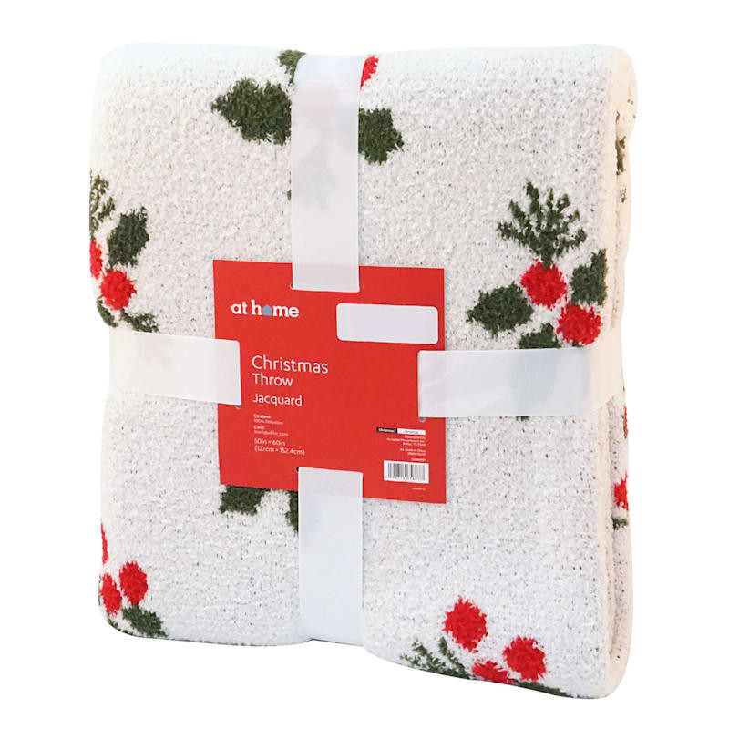 Christmas Holly Cozy Knit Throw Blanket, 50x60 | At Home