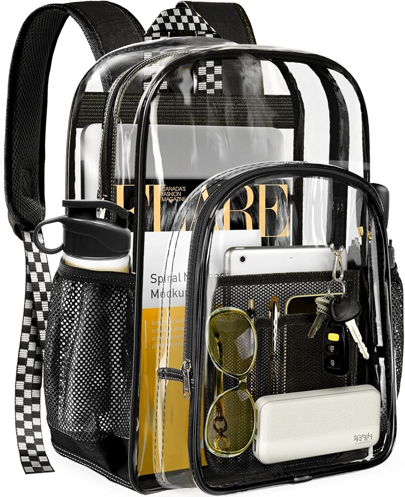 PAMANO Clear Backpack Transparent Heavy Duty Bookbag See Through Bag for College Work Travel Secu... | Amazon (US)