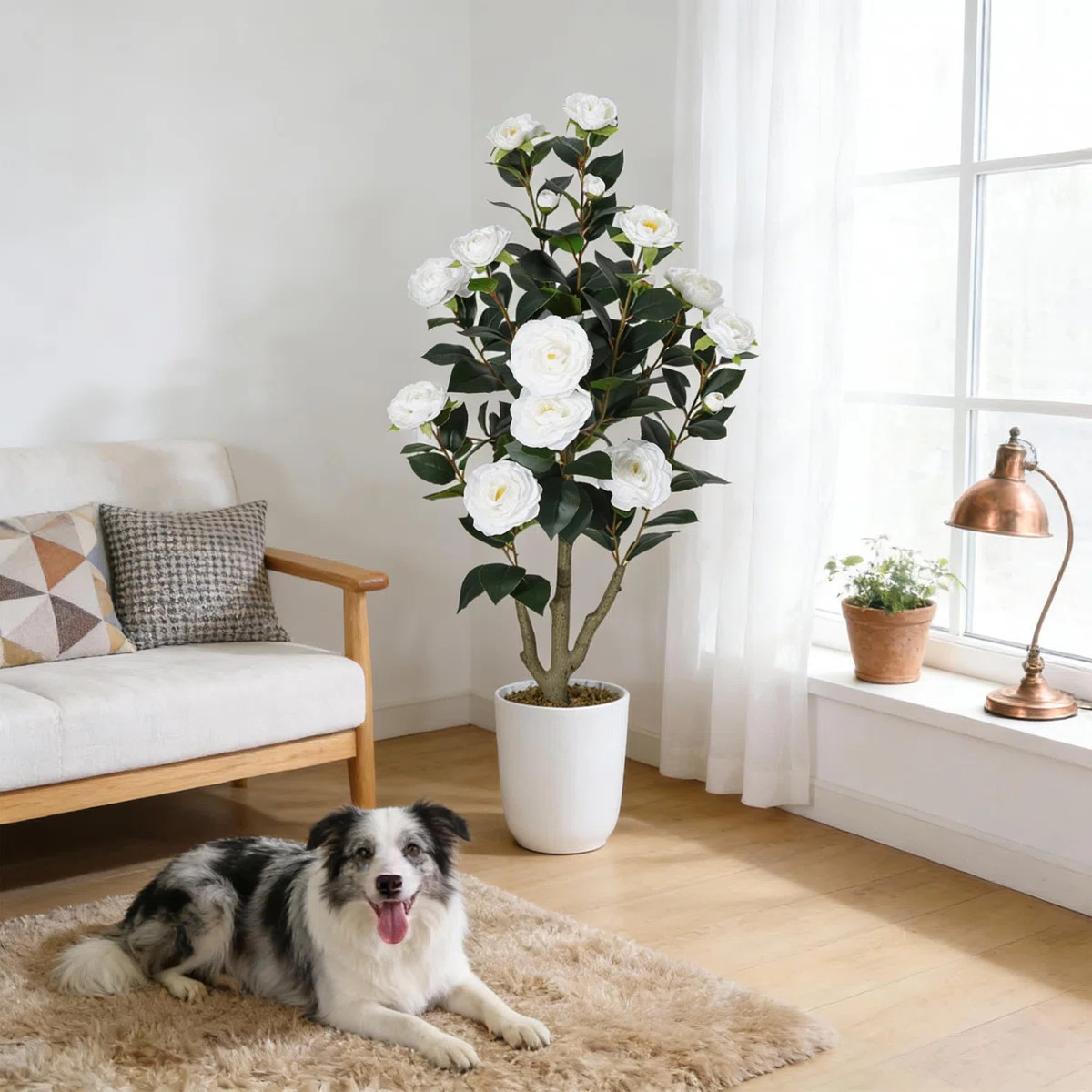 Artificial Camellia Tree with Realistic White Silk Flowers – Low-Maintenance Faux Plant Decor f... | Wayfair North America
