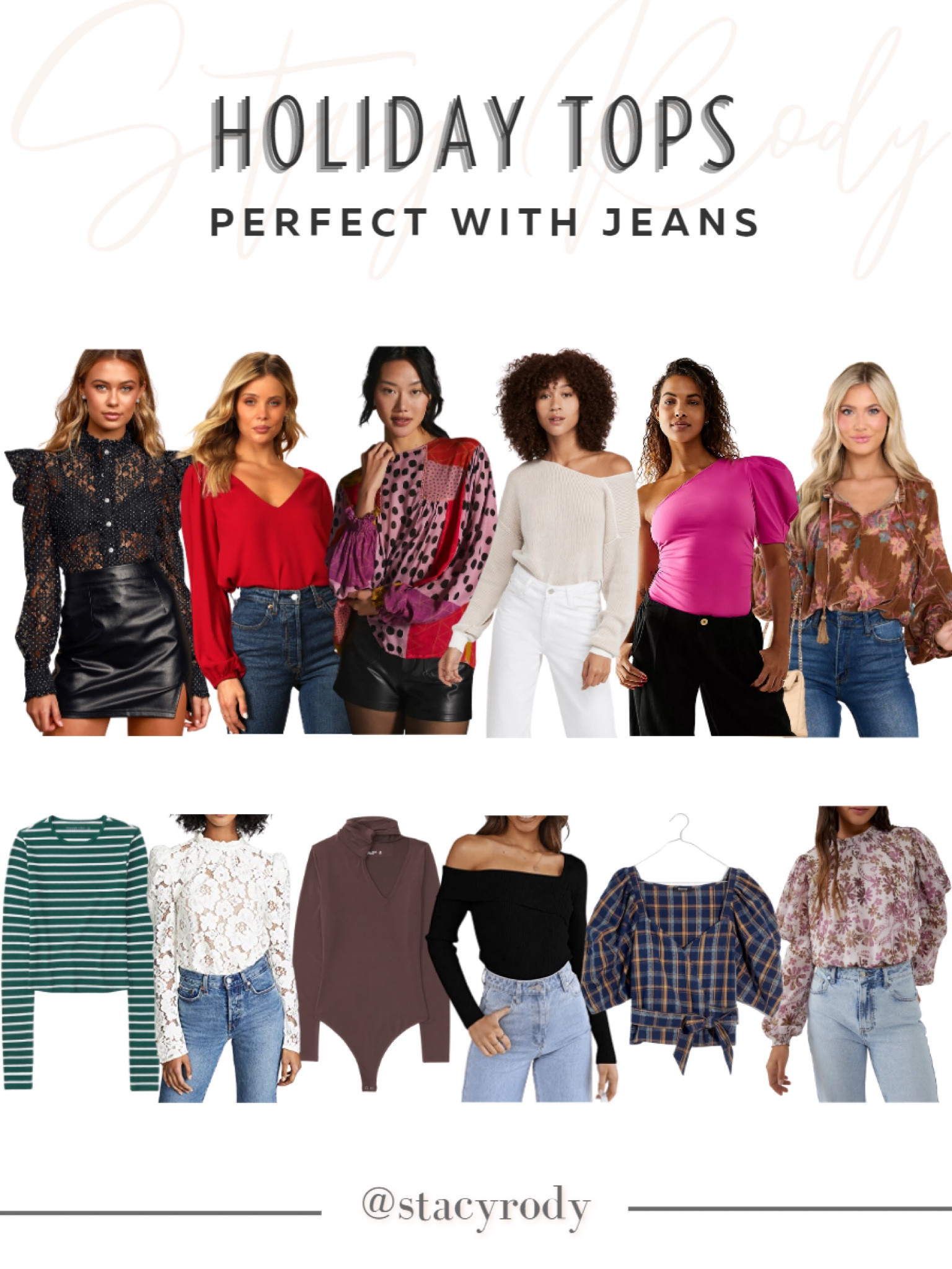 Holiday tops that look cute with jeans. 

#LTKstyletip #LTKHoliday #LTKSeasonal