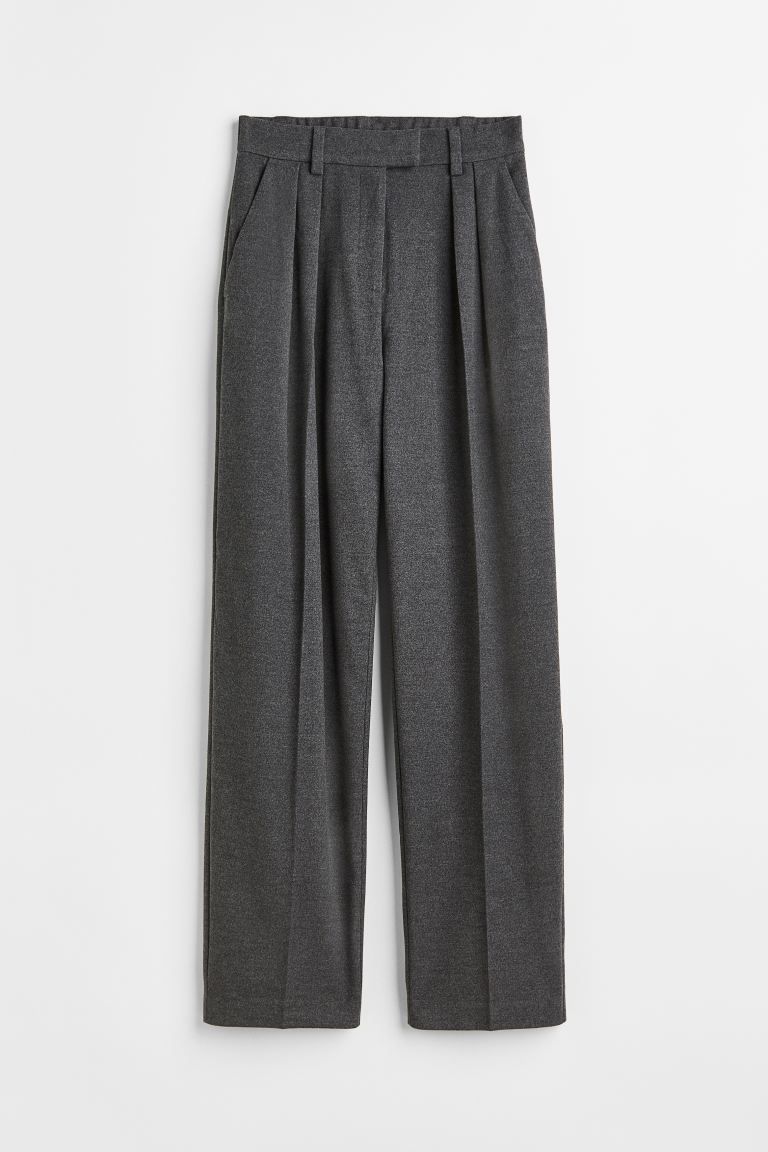 High-waisted tailored trousers - Dark grey - Ladies | H&M GB | H&M (UK, MY, IN, SG, PH, TW, HK)