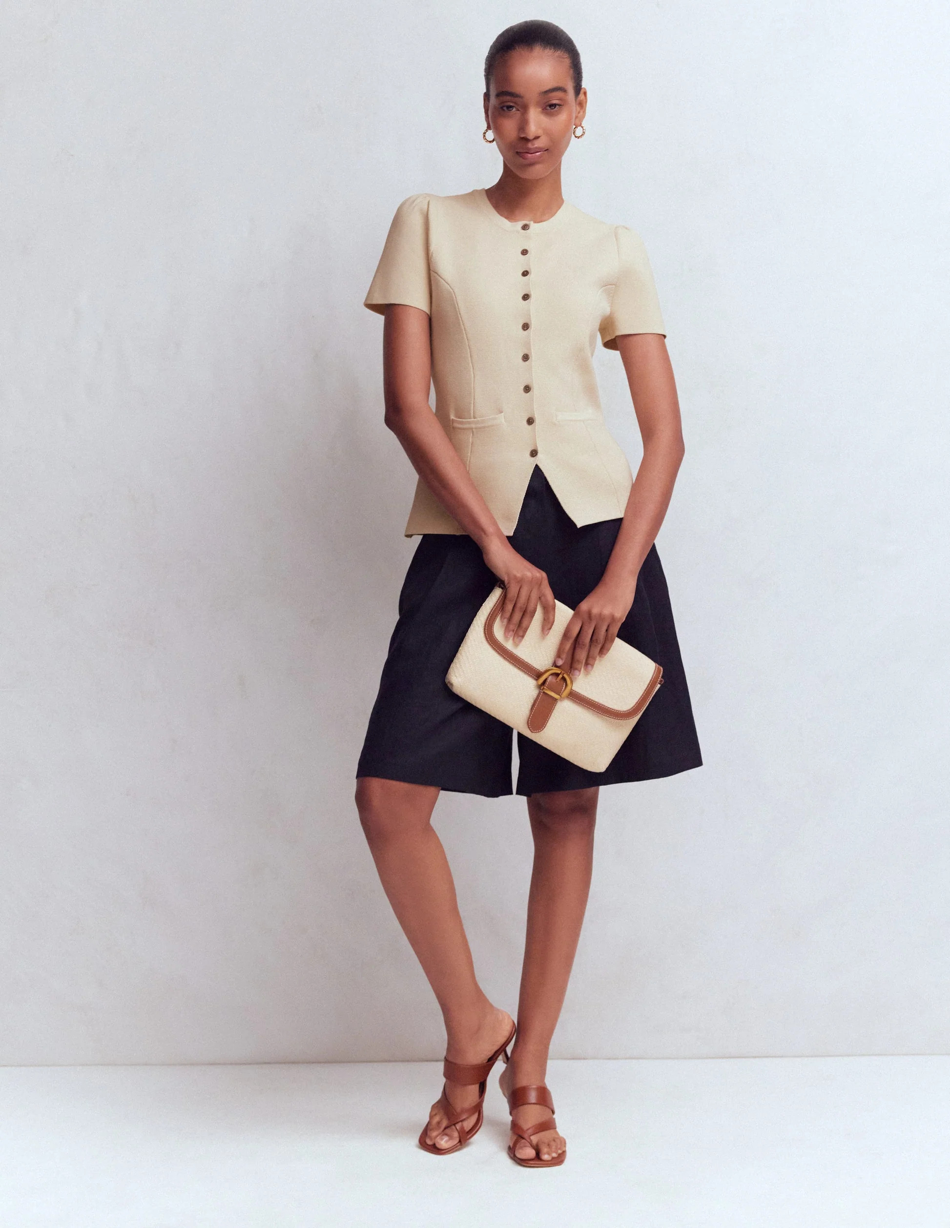 Short Sleeve Knitted Jacket-Ivory | Boden UK